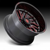 Fuel Hurricane D808 Gloss Black Milled Red Tint Custom Truck Wheels 2